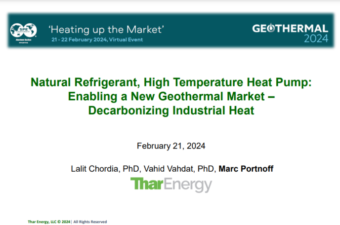 Natural Refrigerant, High Temperature Heat Pump: Enabling a New Geothermal Market – Decarbonizing Industrial Heat